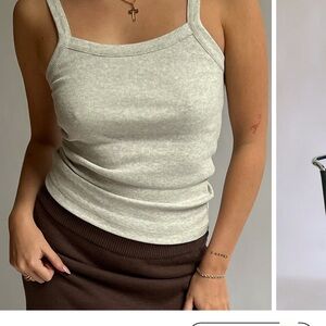 Djerf Avenue Light Gray Ribbed Tank Top